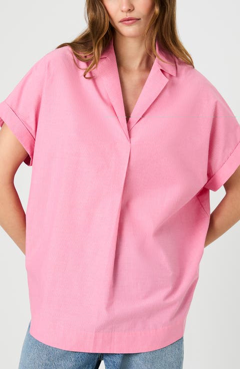 Rhodes Stripe Short Sleeve Poplin Popover Shirt