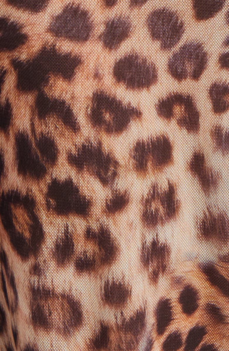 Good American Semisheer Mesh Crop Cover-Up T-Shirt, Alternate, color, Fierce Leopard001