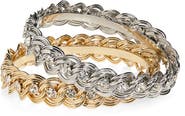 Tasha Set of 2 Two-Tone Crystal Wired Bangle Bracelets
