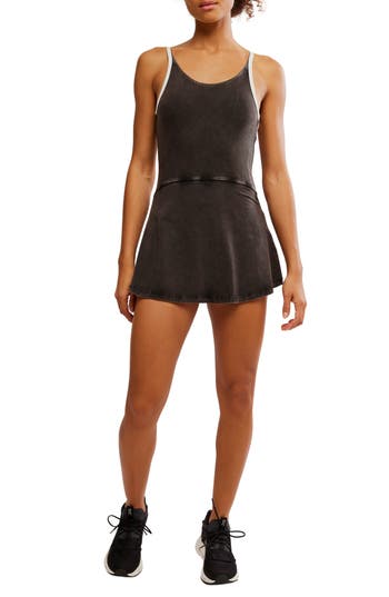 Free People Fp Movement Hot Shot Stretch Cotton Skortsie In Black
