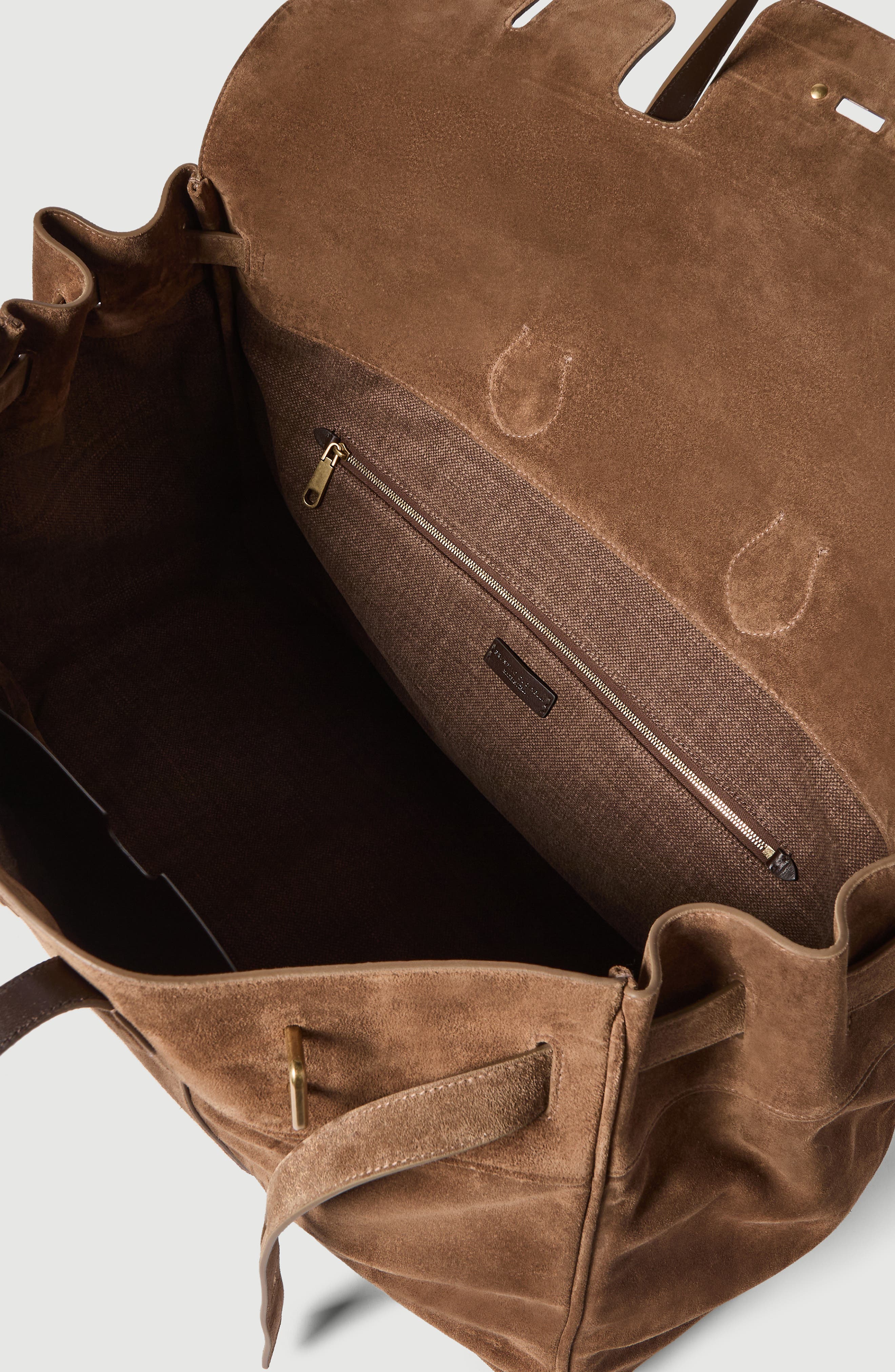 Explorer travel bag in suede, Alternate, color, Caramel
