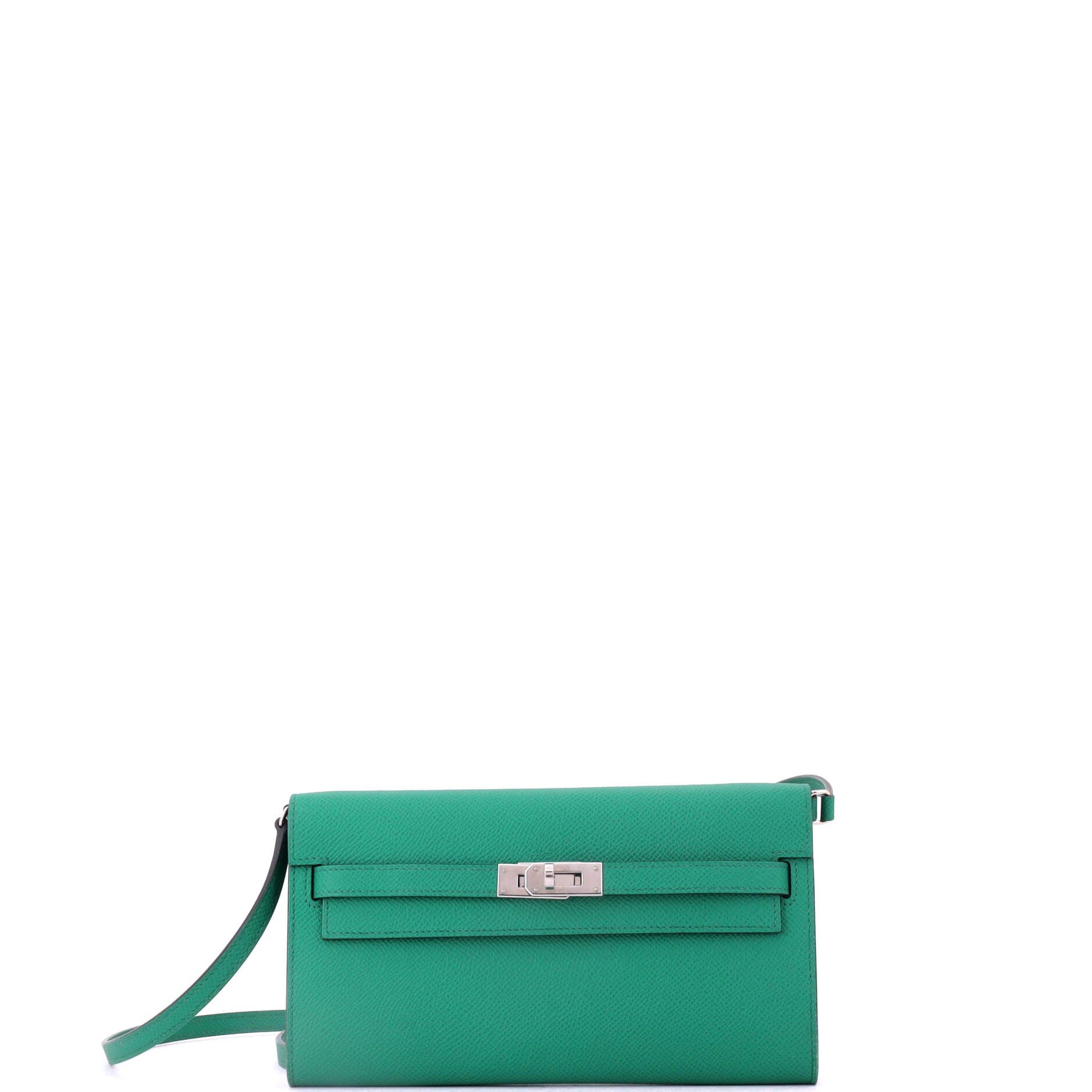 Pre-Owned Hermes Kelly To Go Wallet Epsom, Main, color, Vert Jade
