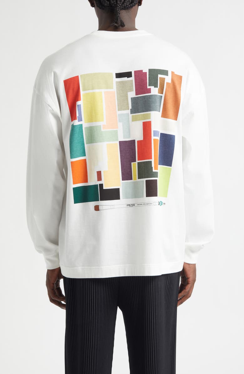 Homme Plissé Issey Miyake Color Chips Long Sleeve Cotton Graphic T-Shirt, Alternate, color, White