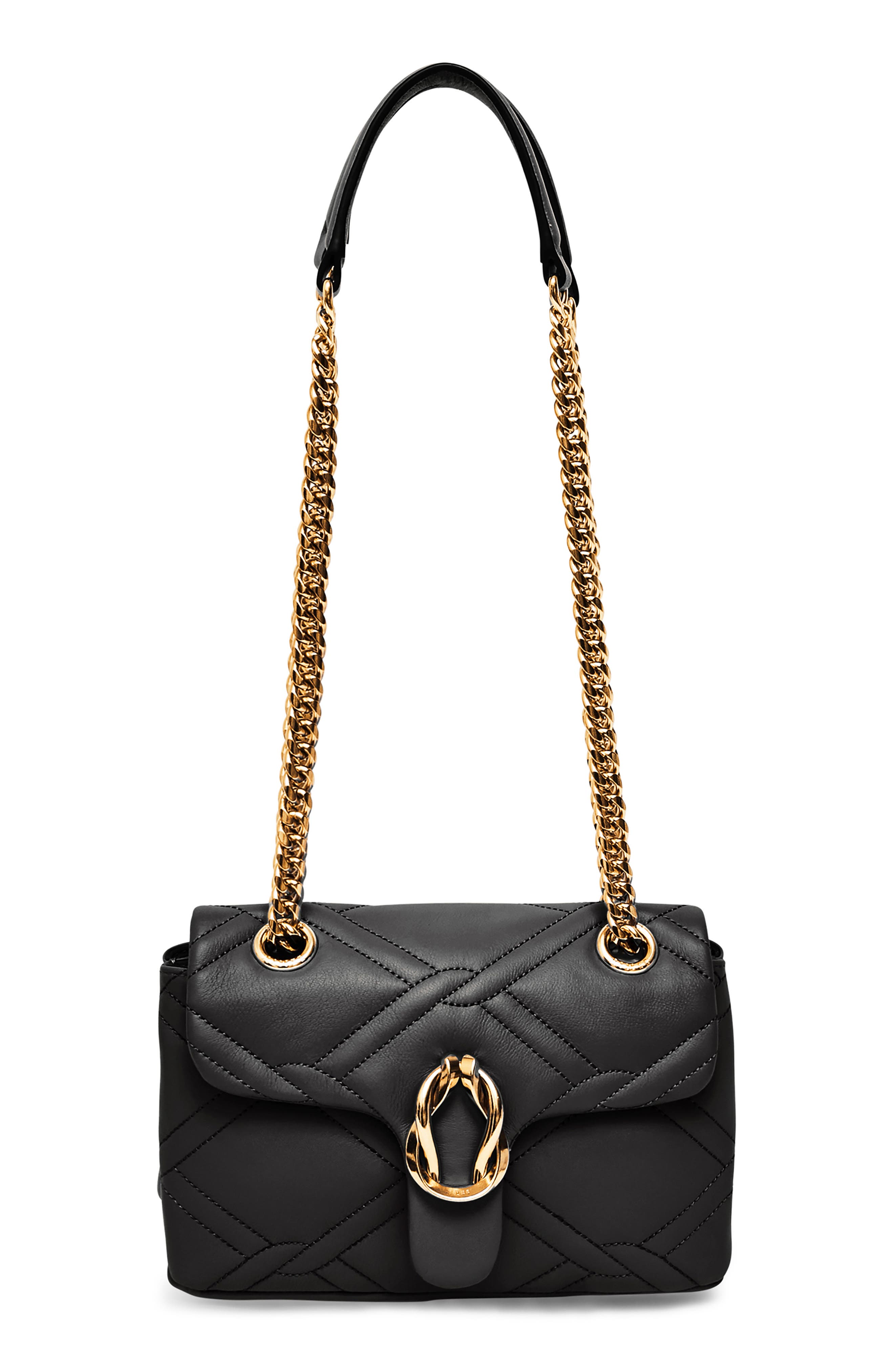 AIMEE Unity Box Quilted Leather Convertible Shoulder Bag, Alternate, color, Black