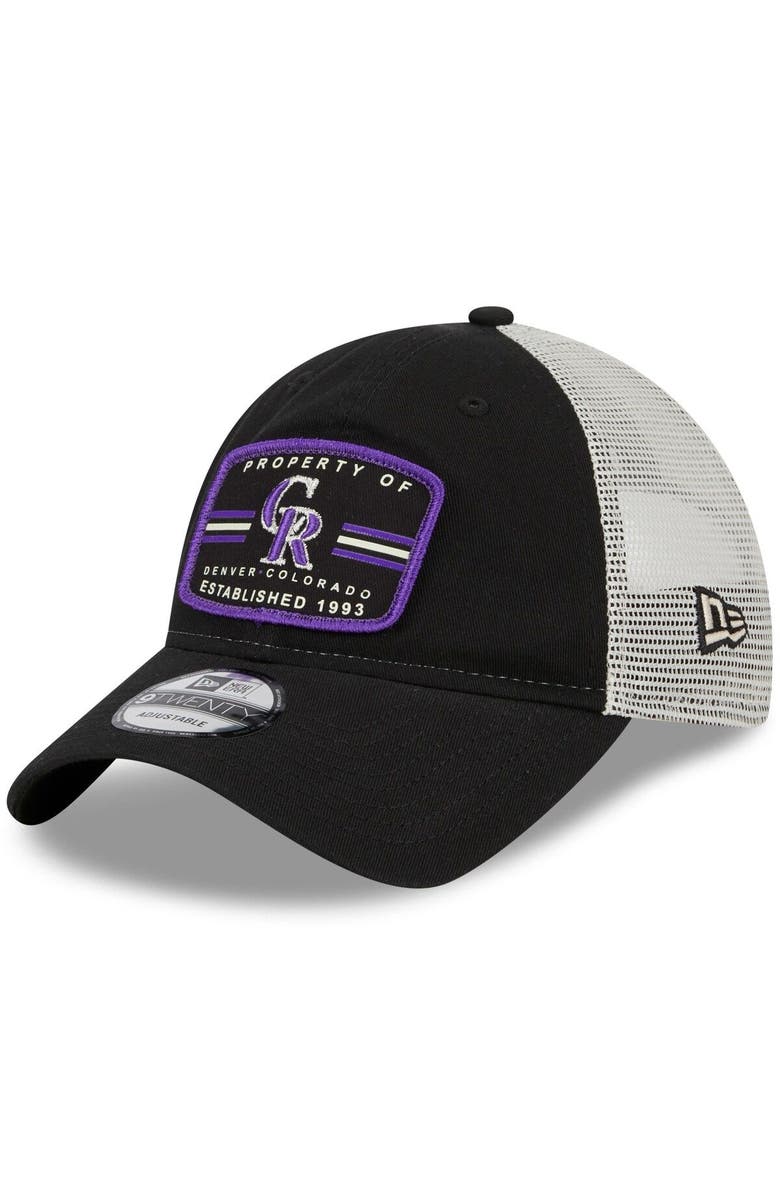 New Era Men's New Era Black Colorado Rockies Property Trucker 9TWENTY Snapback Hat, Main, color, 