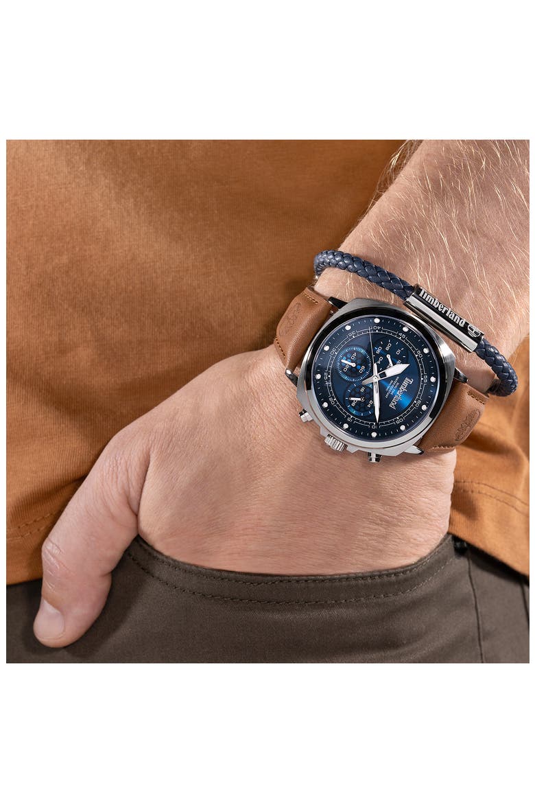 Williston Multifunction Chronograph Leather Strap Watch, 43.5mm x 46.5mm, Alternate, color, BROWN