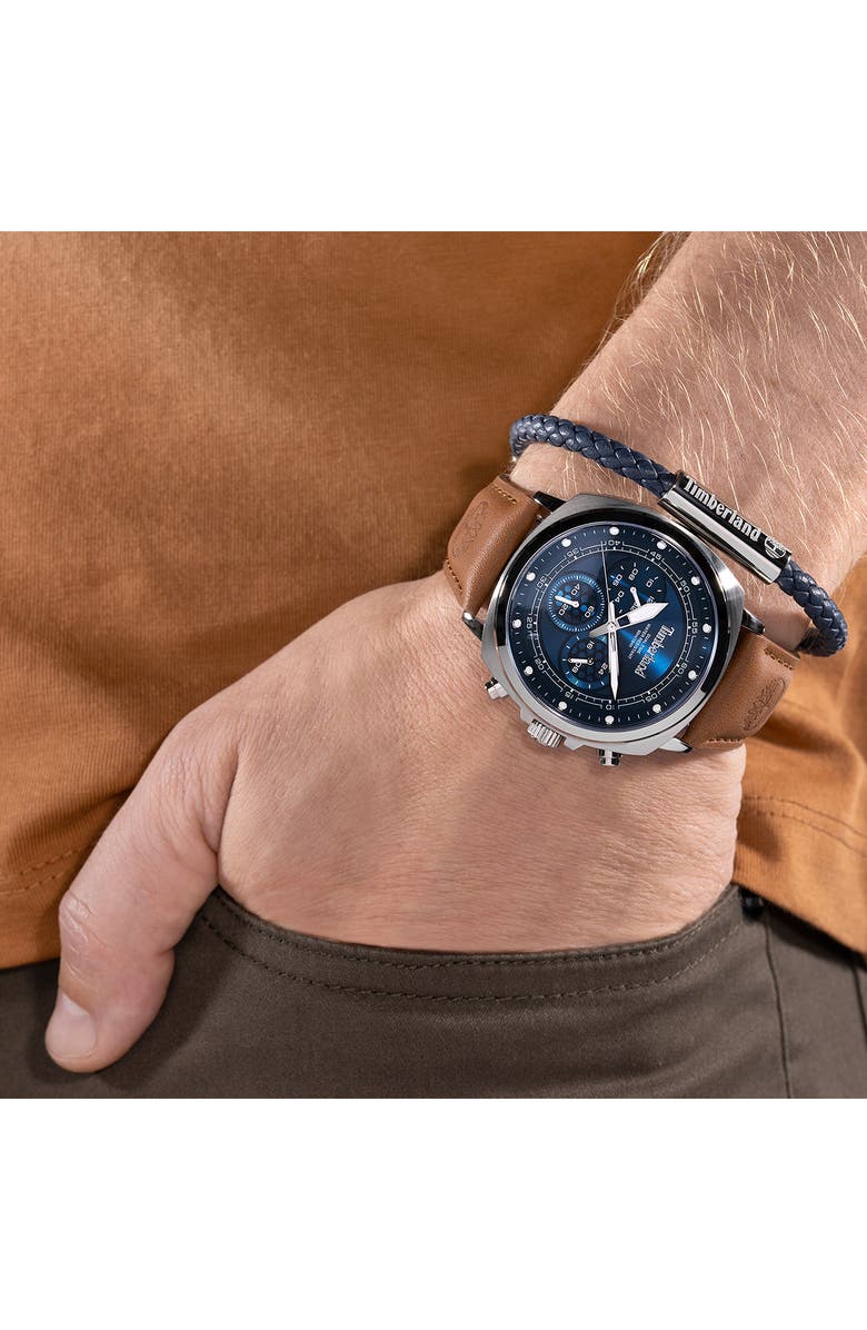 Timberland Williston Multifunction Chronograph Leather Strap Watch, 43.5mm x 46.5mm, Alternate, color, Brown