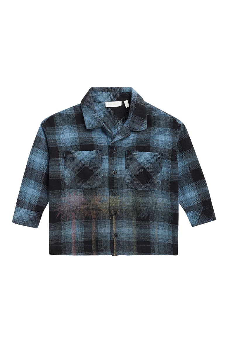 Kids' Palms Check Flannel Shirt, Main, color, DUSTY BLUE/ YELLOW