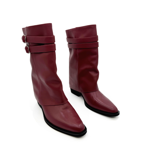 Amie Rafa Alma Foldover Leather Boots In Burgundy