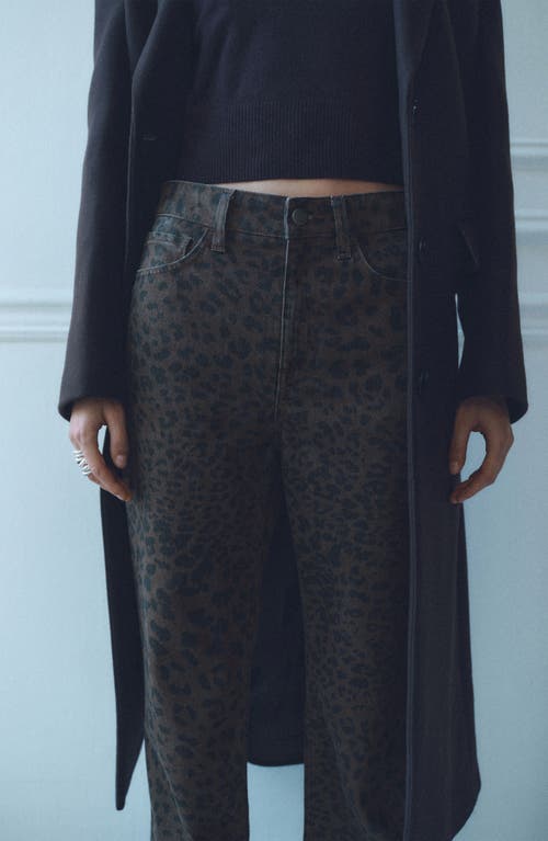 Mango Leopard Print Straight Leg Jeans In Chocolate