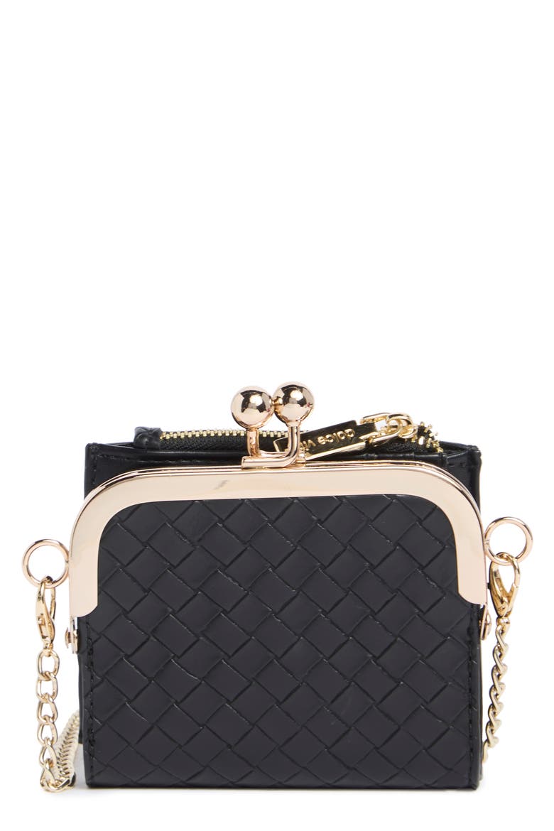 Norlia Woven Faux Leather Coin Purse, Main, color, BLACK