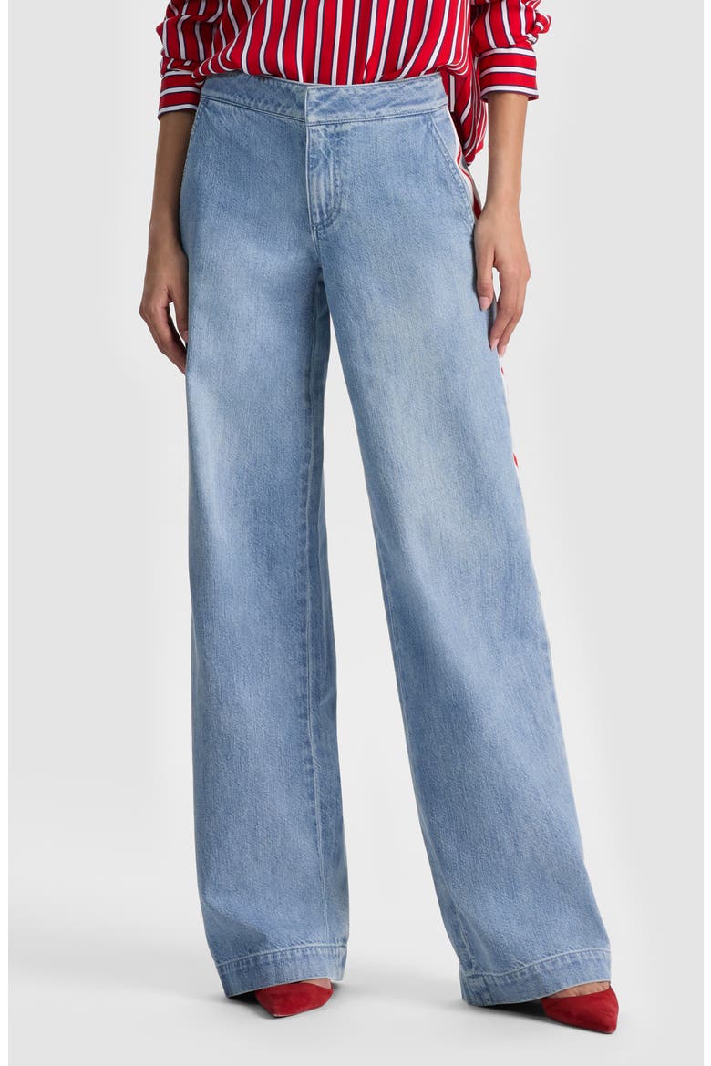 Xnder Racing Stripe Wide Leg Jeans, Main, color, EDIE WASH OFF WHITE CHILI PEPP