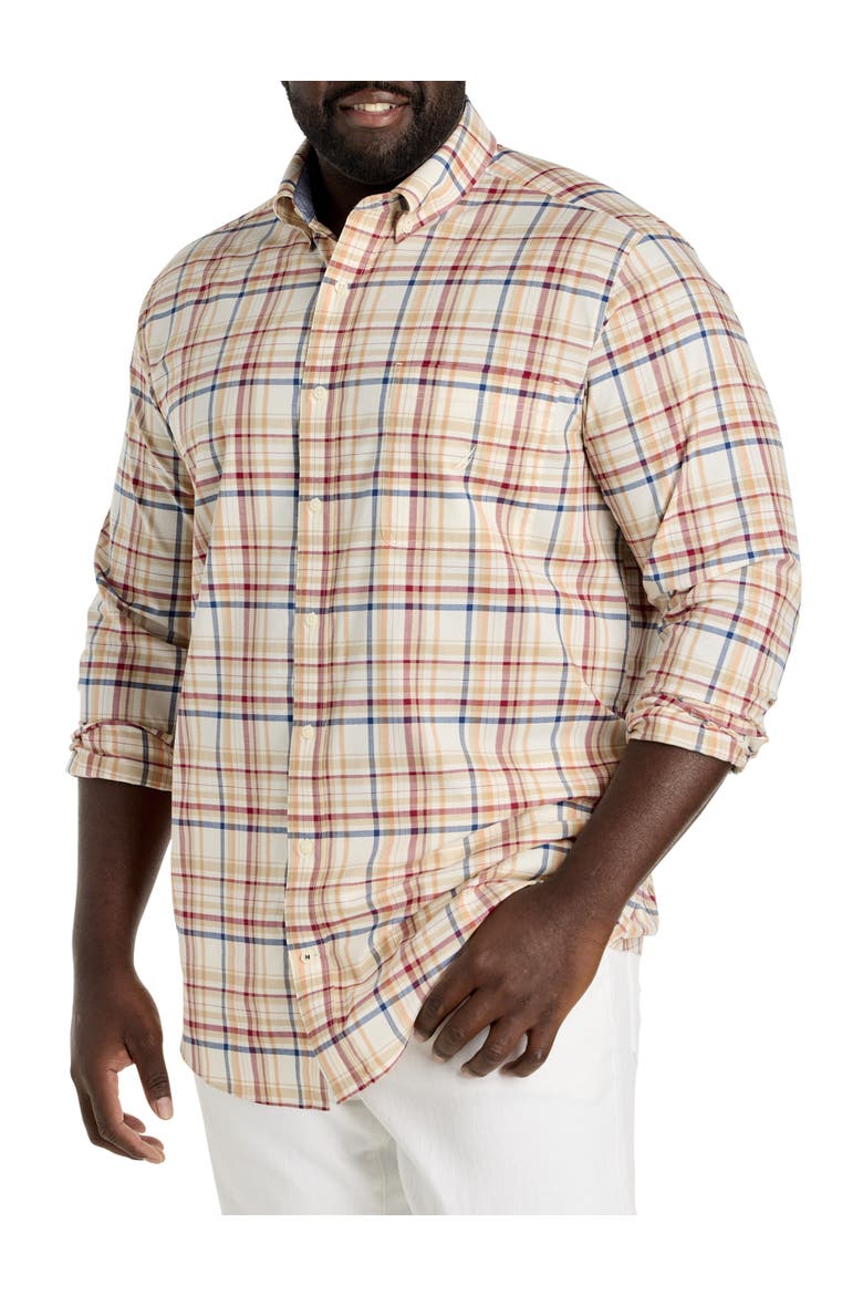 Big & Tall Plaid Sport Shirt, Main, color, COCONUT SORBET