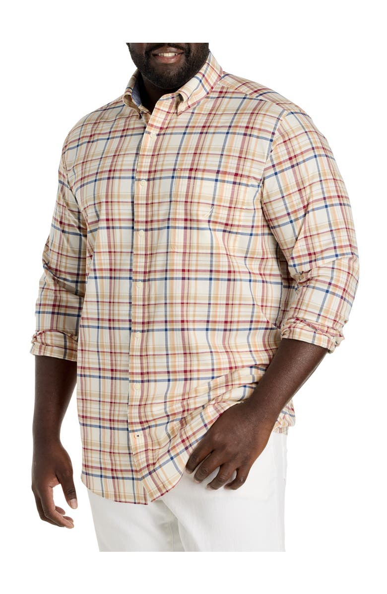 Nautica Big & Tall Plaid Sport Shirt, Main, color, Coconut Sorbet