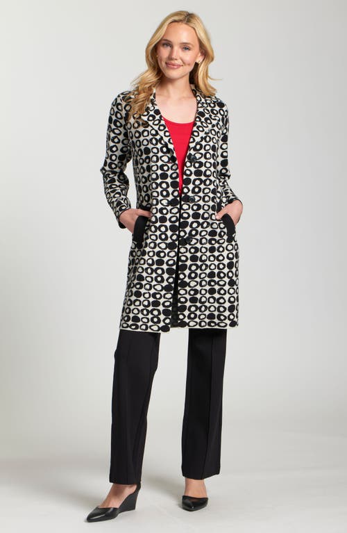 Apny Abstract Dot Sweater Coat In Black
