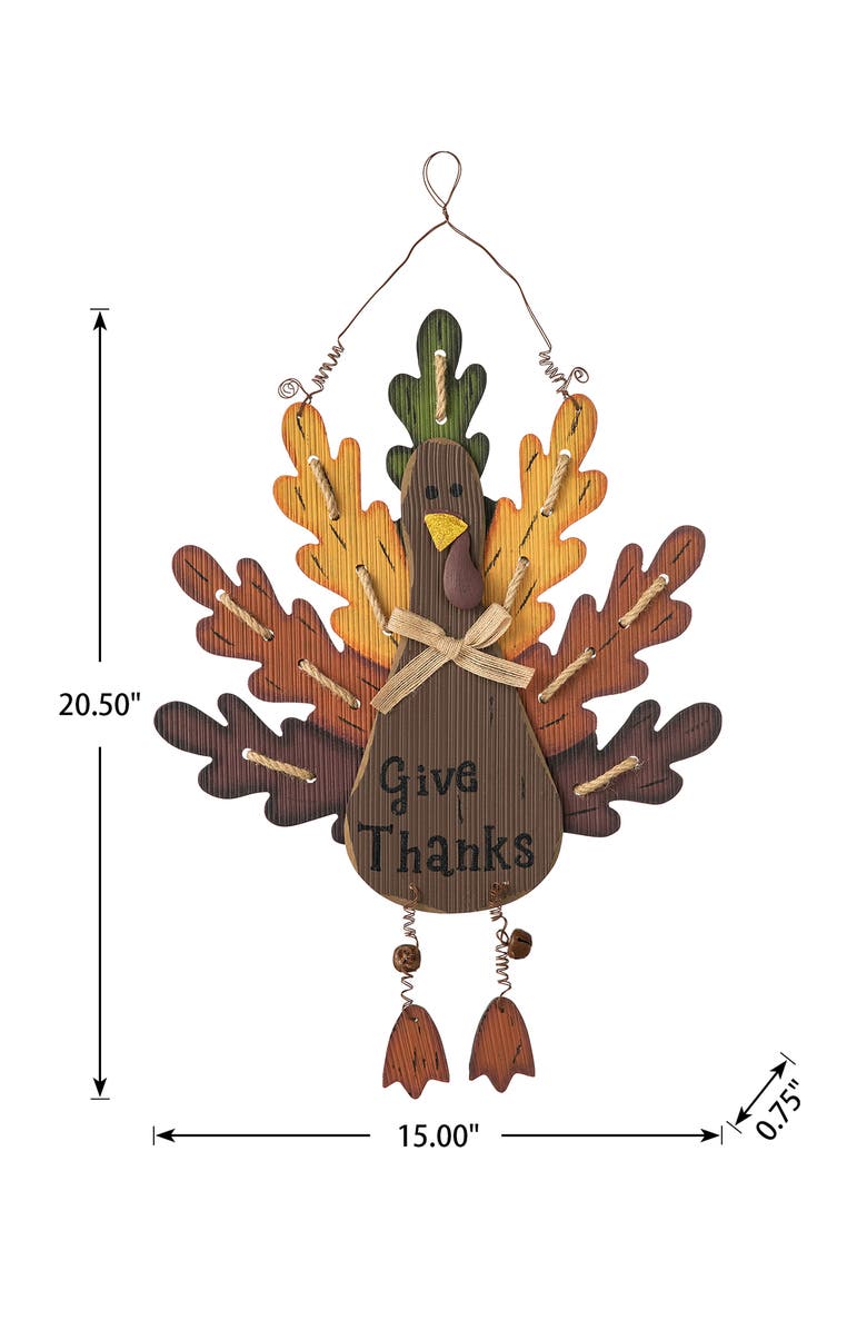 Glitzhome Burlap Wooden Turkey Wall Decor, Alternate, color, 