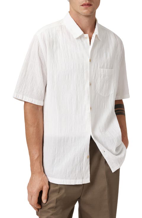 Walton Short Sleeve Stretch Cotton Seersucker Button-Up Shirt
