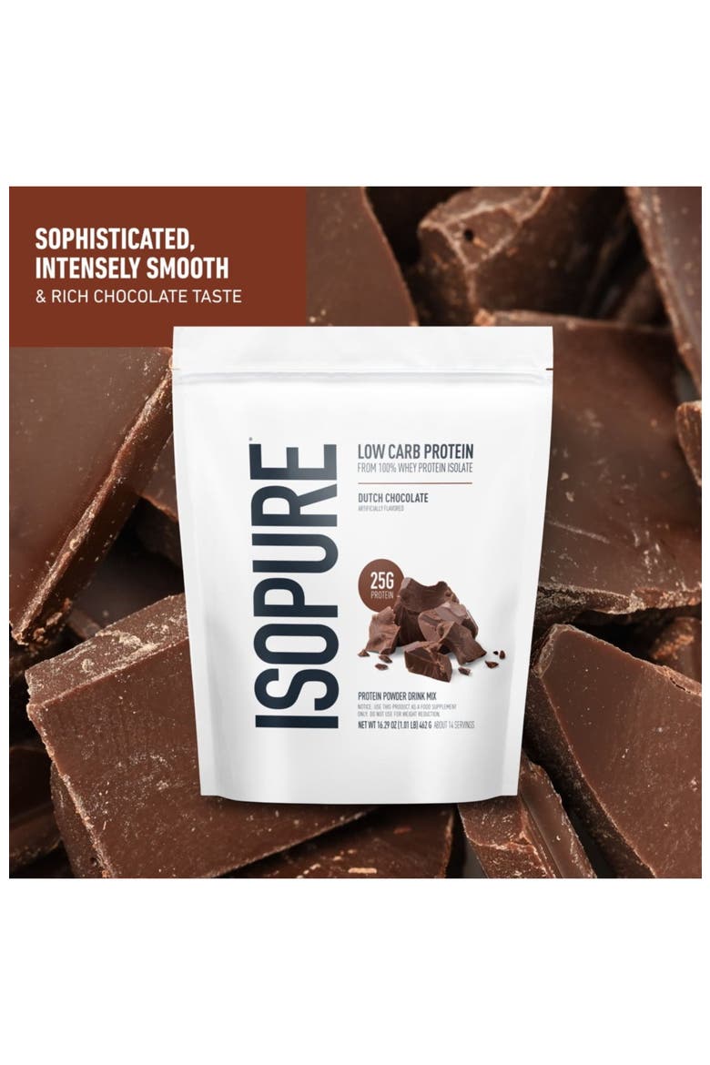 Low Carb 100% Whey Protein Isolate Powder Dutch Chocolate, Alternate, color, None