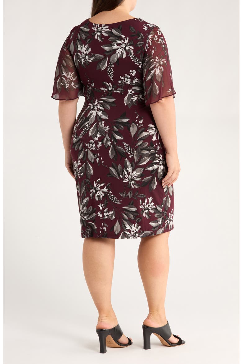 Flutter Sleeve Dress, Alternate, color, BORDEAUX