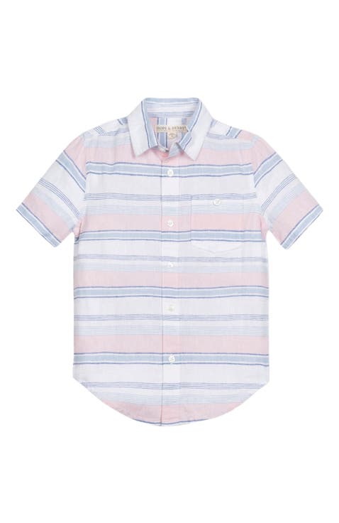 Baby Boys' Linen Short Sleeve Button Down Shirt, Infant
