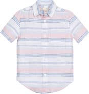 Hope & Henry Boys' Linen Short Sleeve Button Down Shirt, Infant