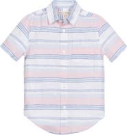 Hope & Henry Boys' Linen Short Sleeve Button Down Shirt, Infant
