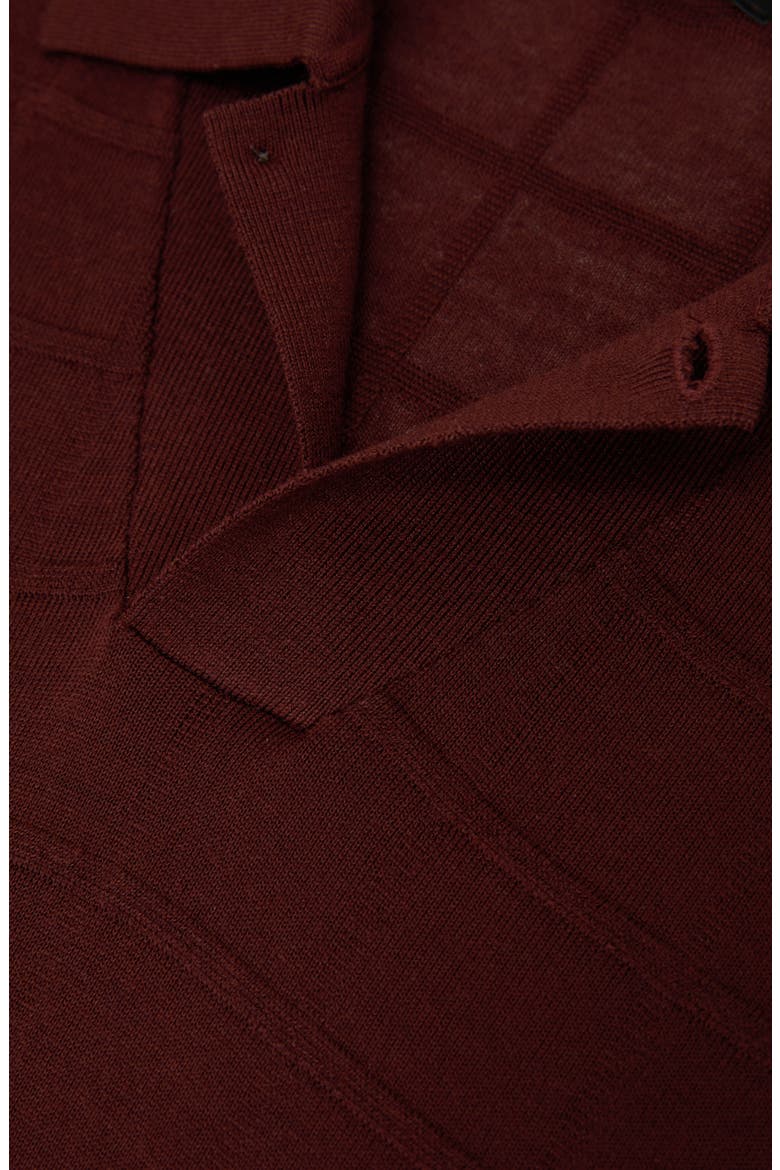Serval Check Texture Polo Sweater, Alternate, color, BORDEAUX