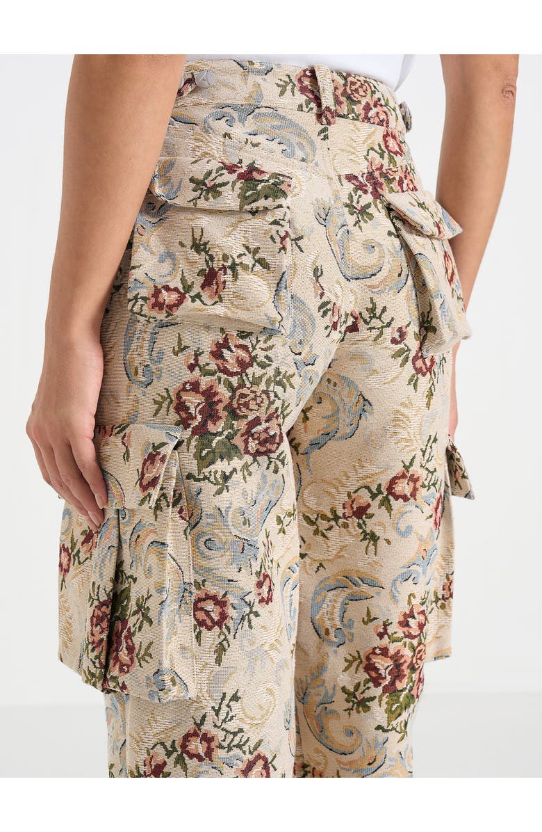 Manière De Voir Emilie High Waisted Tapestry Cargo Pants, Alternate, color, Beige