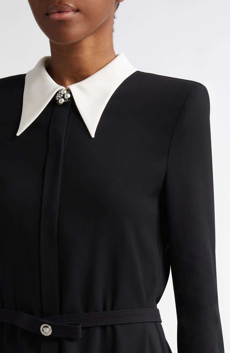 Versace Double Collar Belted Long Sleeve Shirtdress, Alternate, color,