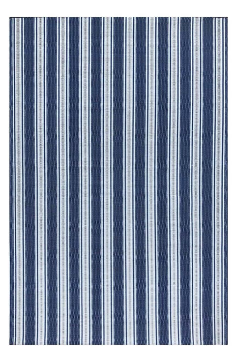 Vertical Stripe Blue & White Rug