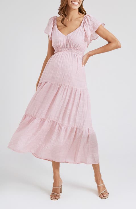 Baby Shower Ruffle Sleeve Maternity Dress