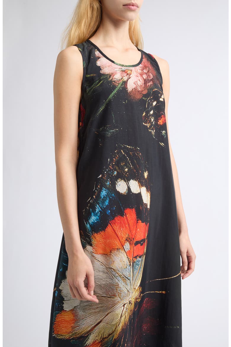 Sleeveless Midi Dress, Alternate, color, MULTICOLOR BLACK BUTTERFLY