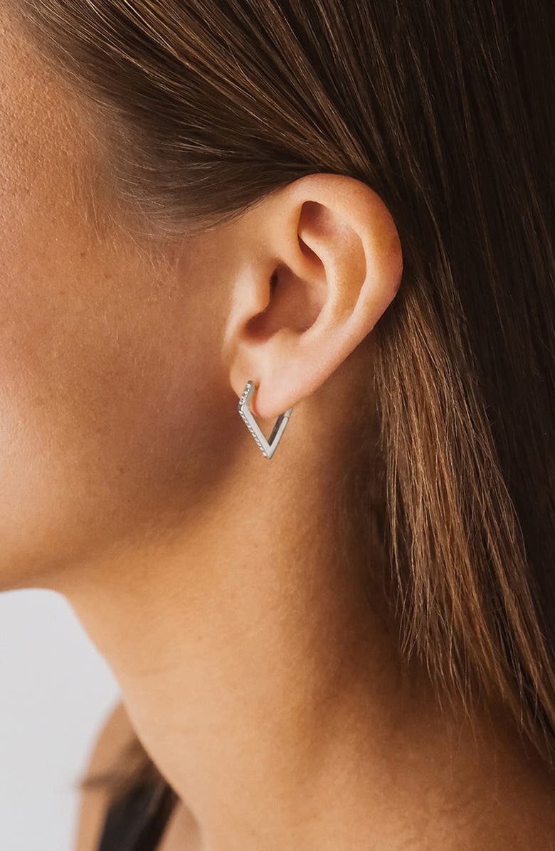 Sterling Forever Katalina Cubic Zirconia Hoop Earrings, Alternate, color, Silver