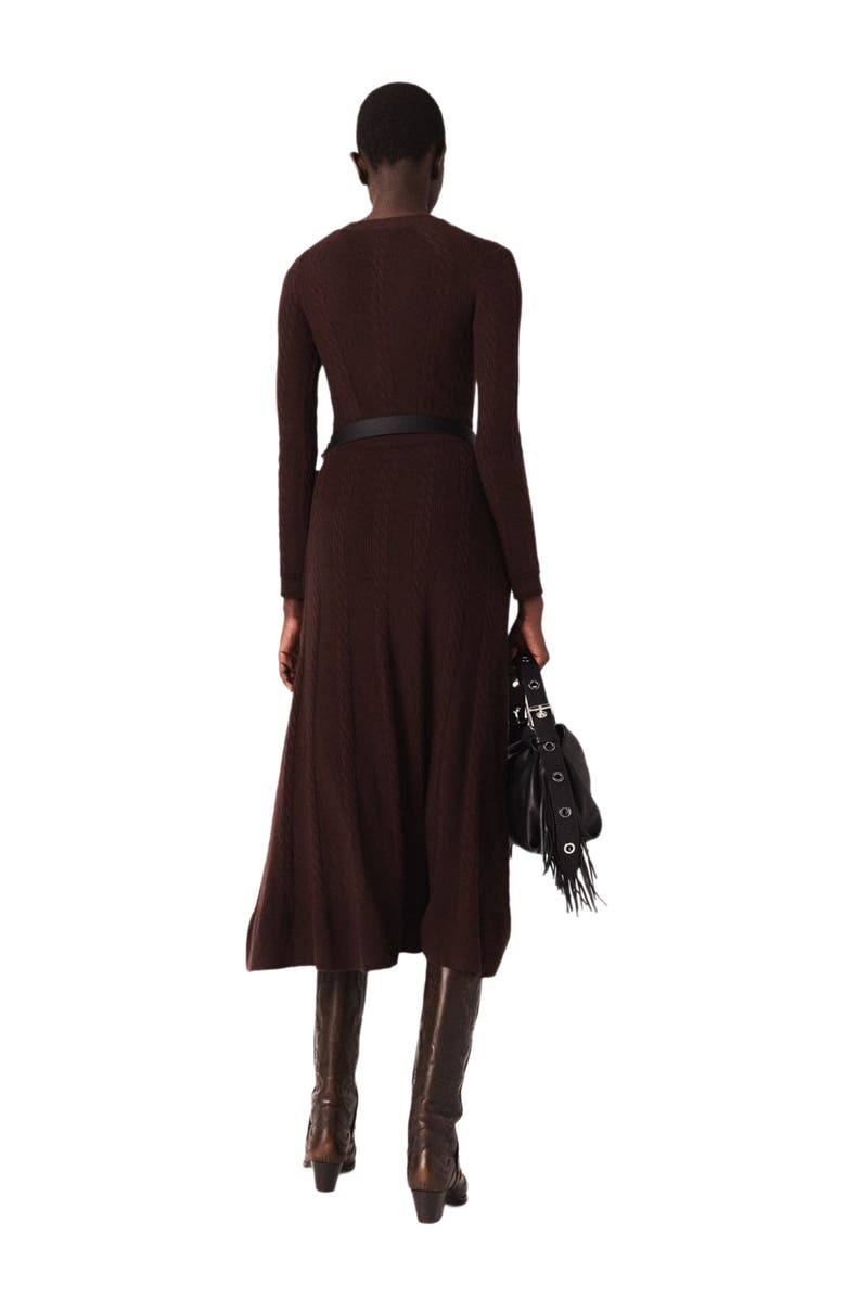 maje Knit maxi dress with buttons, Alternate, color, Brown