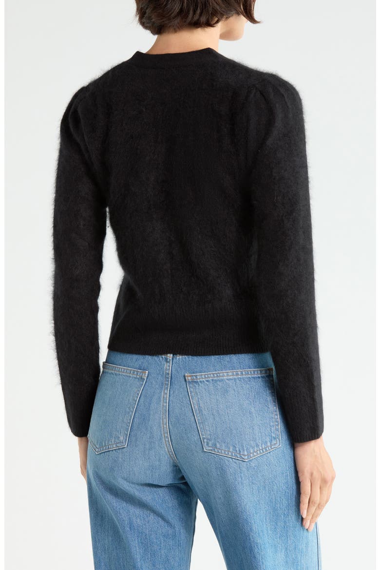 Solene Brushed Cashmere Cardigan, Alternate, color, BLACK