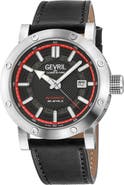 GEVRIL Flat Iron Limited Edition Leather Strap Watch, 42mm