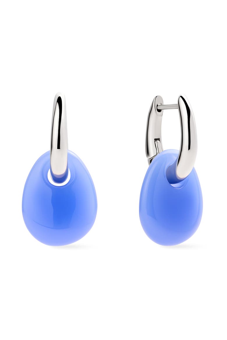 Kayla Clear Drop Hoop Earrings, Main, color, SILVER / BLUE
