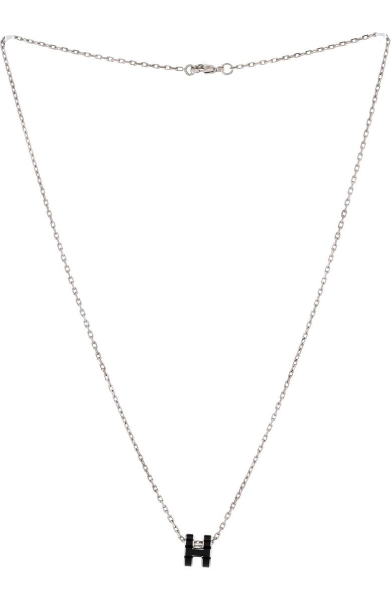 Pre-Owned Hermes Pop H Pendant Chain Necklace Metal and Enamel Mini, Alternate, color, Black