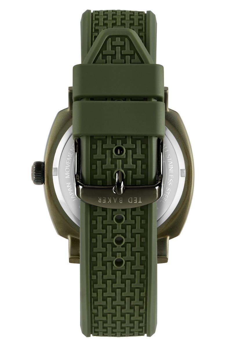 Ted Baker Caine Silicone Strap Multifunction Watch, 44mm, Alternate, color, Green