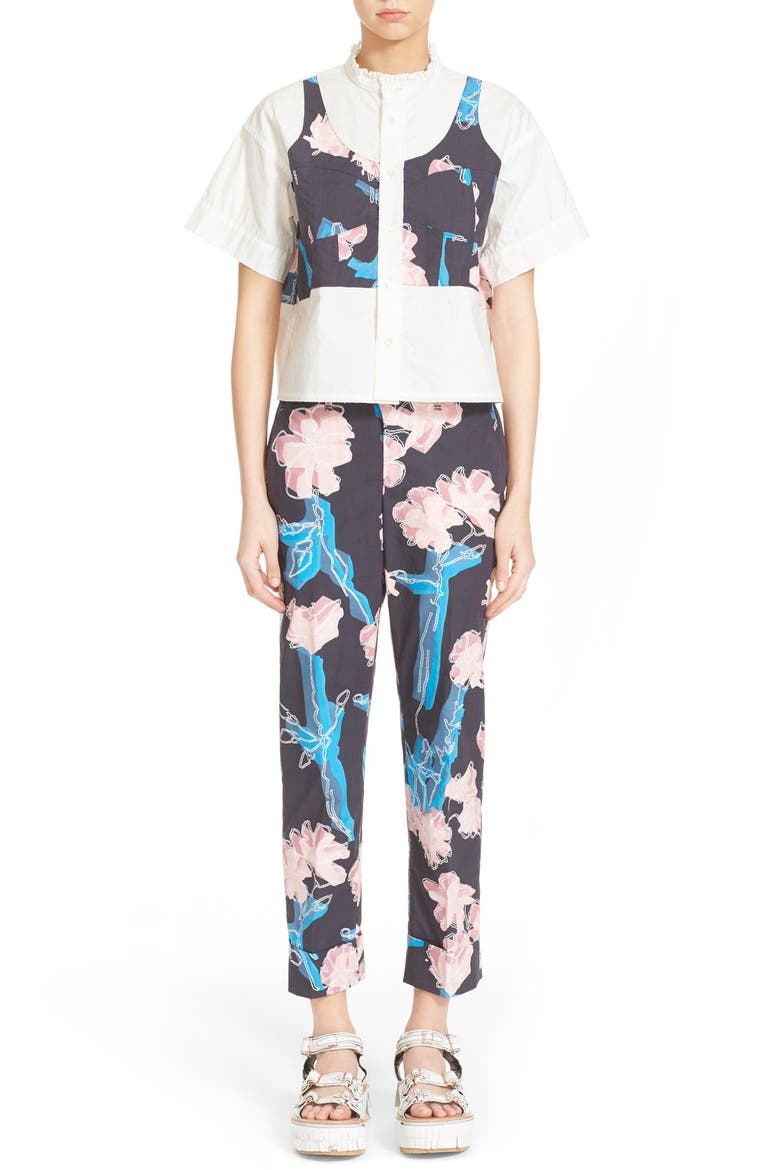 Print Cuff Crop Pants, Alternate, color, SAKURA BLACK