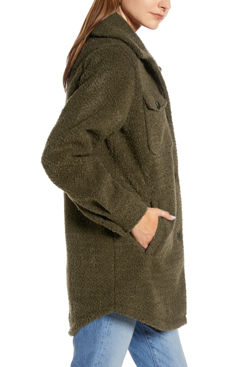 Something Navy Berber Faux Fur Shirt Jacket, Alternate, color,