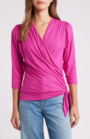 Loveappella Faux Tie Wrap Top