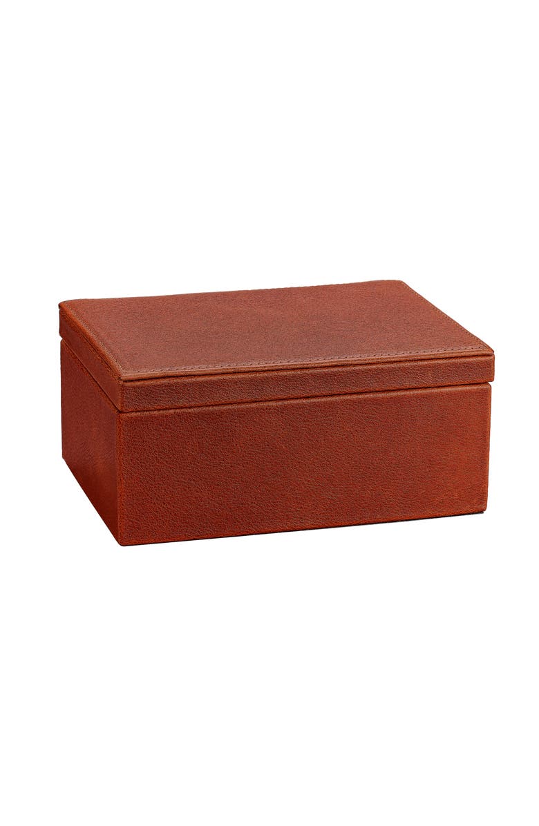 Graphic Image Medium Leather Box, Main, color, Cognac