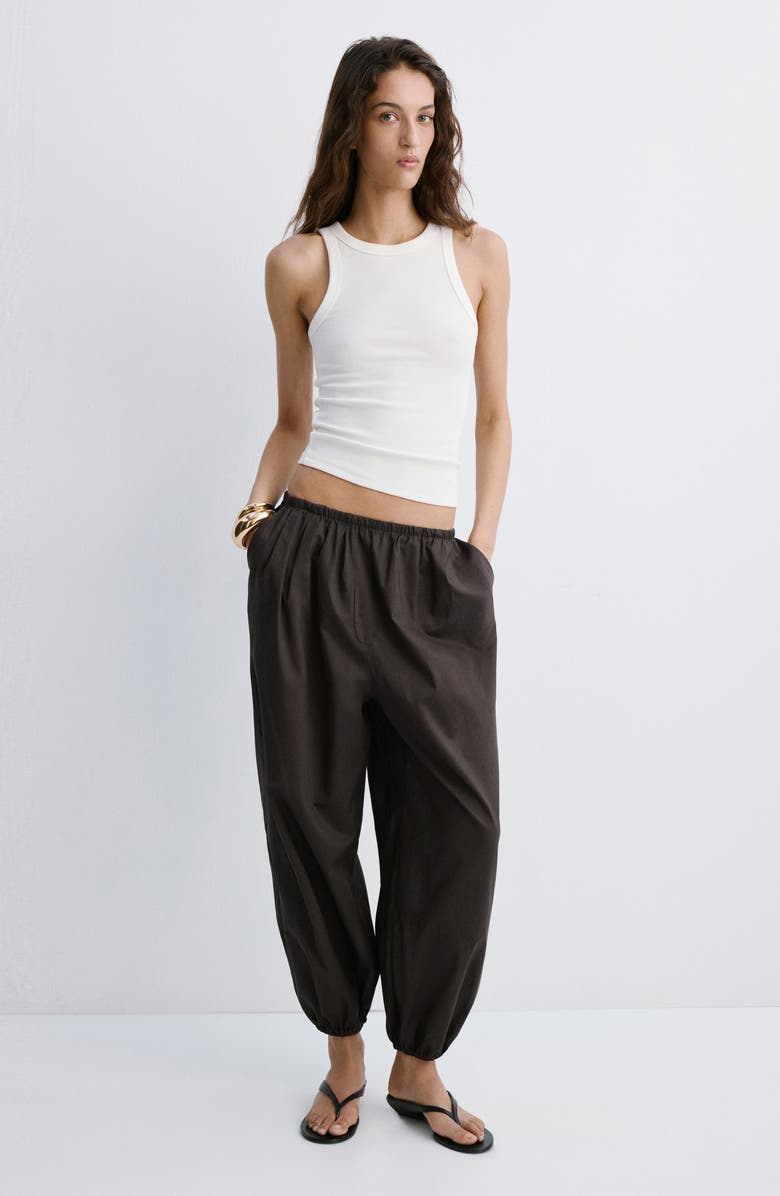 MANGO Cotton Balloon Pants, Alternate, color, Chocolate