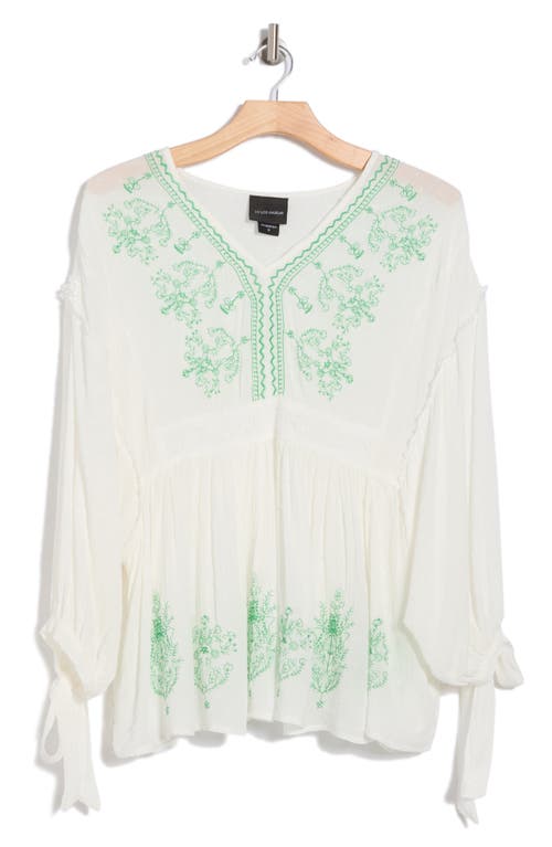 FORGOTTEN GRACE FORGOTTEN GRACE EMBROIDERED TIE SLEEVE TOP