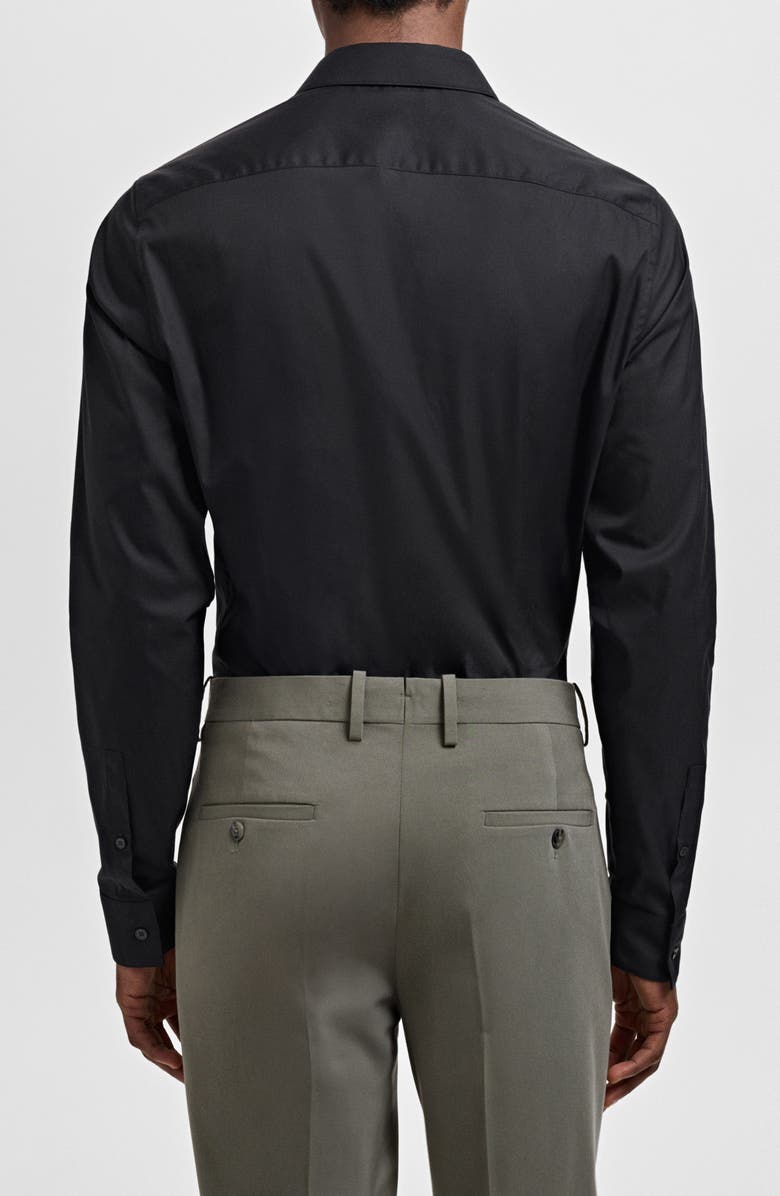 MANGO Slim Fit Cotton Button-Up Shirt, Alternate, color, Black