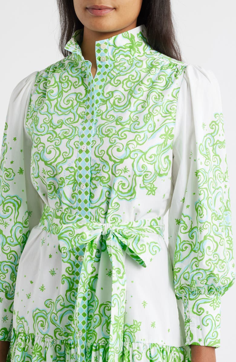 Lilly Pulitzer<sup>®</sup> Drena Tiered Long Sleeve Cotton Shirtdress, Alternate, color, Resort White Sol Mates