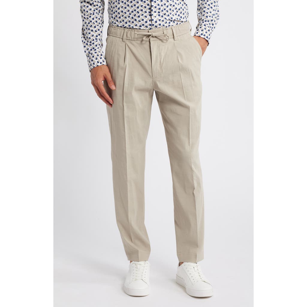 Hugo Boss Boss Perin Linen Blend Drawstring Pants In Beige