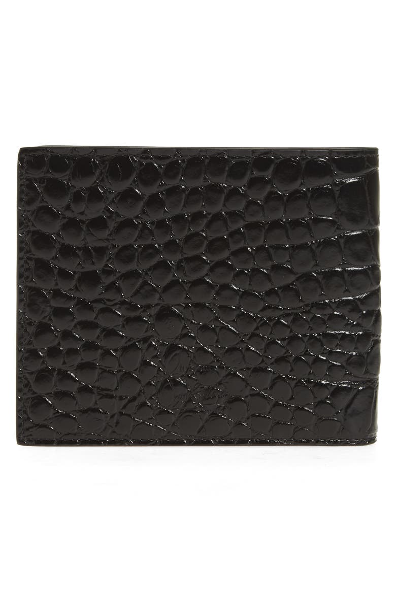 Coolcard Croc Embossed Leather Wallet, Alternate, color, BLACK/ GUN METAL