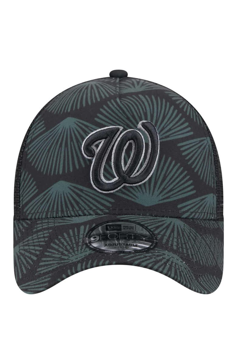 New Era Men's New Era Black Washington Nationals 9FORTY A-Frame Trucker Adjustable Hat, Alternate, color, Black